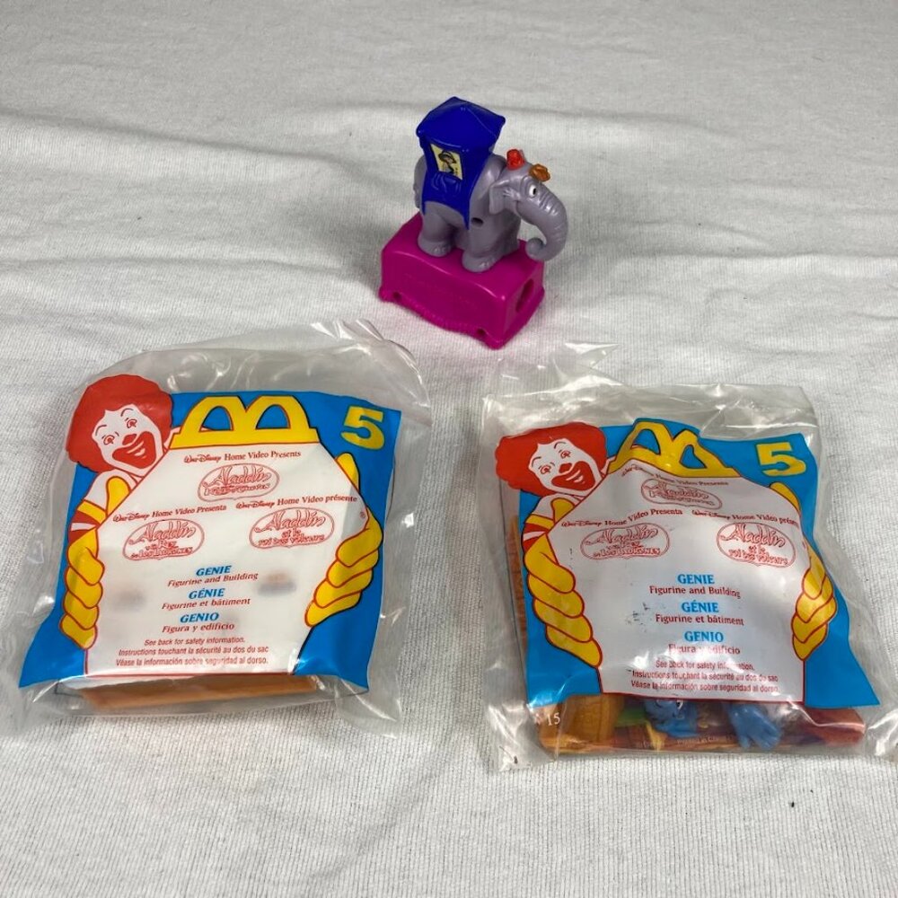 Disney McDonald's Aladdin Toys Lot Genie Bizarre Scene Elephant 1990s